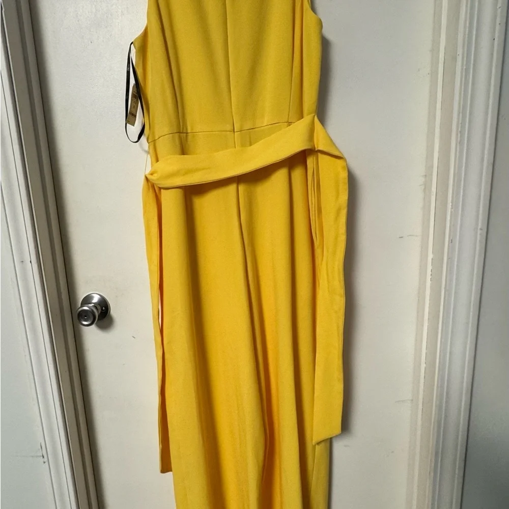 INC International Concepts Bright Yellow Tie-Waist Wide-Leg Jumpsuit - Picture 10 of 10